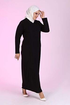 Kadın Büyük Beden Petek Kumaş Jakar Anne Elbisesi