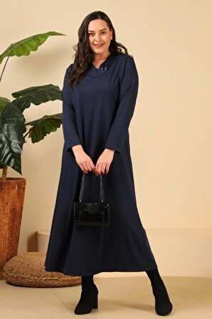 Kadın Buyuk Beden Petek Kumaş Jakar Anne Elbisesi