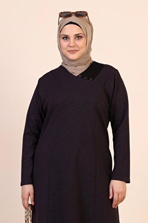 Kadın Buyuk Beden Petek Kumaş Jakar Anne Elbisesi