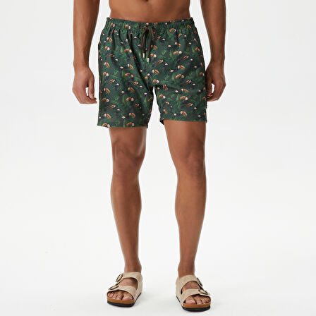 Nautica Erkek Yeşil Baskılı Deniz Şortu