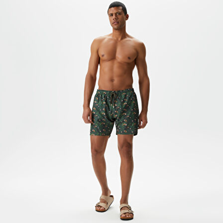 Nautica Erkek Yeşil Baskılı Deniz Şortu