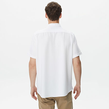 Nautica Erkek Beyaz Classic Fit Kısa Kollu Gömlek