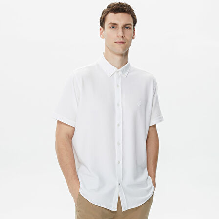 Nautica Erkek Beyaz Classic Fit Kısa Kollu Gömlek