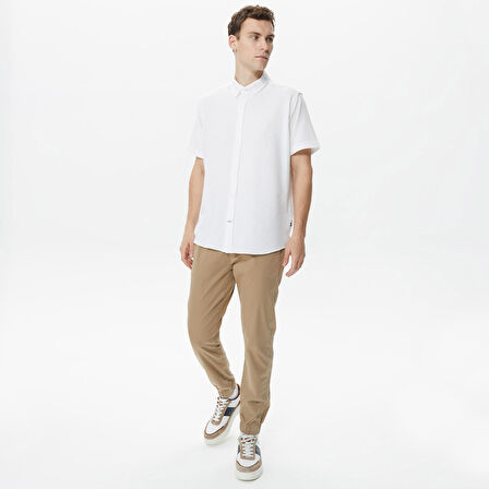 Nautica Erkek Beyaz Classic Fit Kısa Kollu Gömlek
