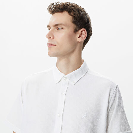 Nautica Erkek Beyaz Classic Fit Kısa Kollu Gömlek