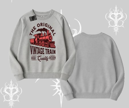 Biskilet Sweatshirt Classic Railroad Vintage Train Street Aesthetic