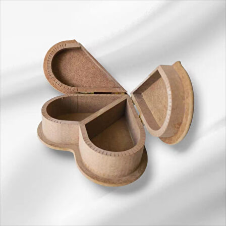 Ahşap-boyanabilir-çift Kapaklı-takı-makyaj-aksesuar-dekoratif-çok Amaçlı Kalp Kutu