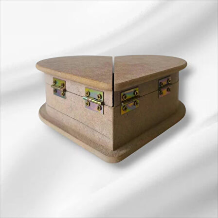 Ahşap-boyanabilir-çift Kapaklı-takı-makyaj-aksesuar-dekoratif-çok Amaçlı Kalp Kutu