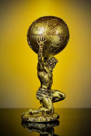 Yunan Tanrısı Atlas Büyük Boy Altın Gold Heykel Biblo