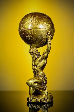 Yunan Tanrısı Atlas Büyük Boy Altın Gold Heykel Biblo