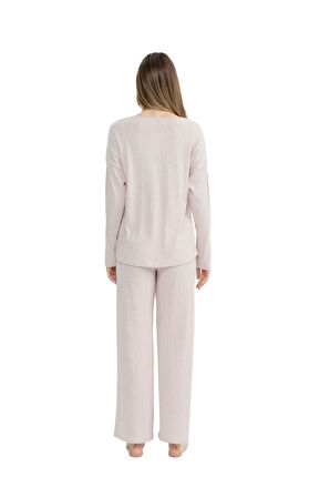U.S. Polo Assn. Kadın Uzun Kollu V Yaka Pijama Takımı S25090