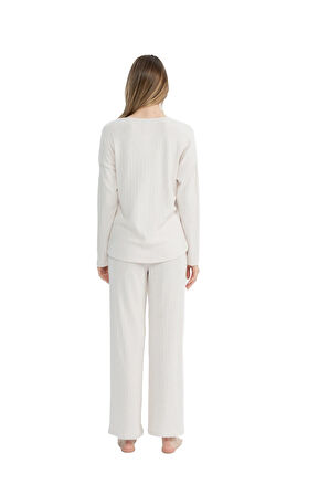 U.S. Polo Assn. Kadın Uzun Kollu V Yaka Pijama Takımı S25090