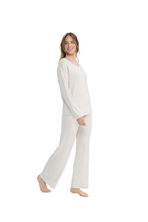 U.S. Polo Assn. Kadın Uzun Kollu V Yaka Pijama Takımı S25090