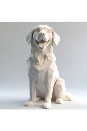 Golden Retriever golden köpek Heykel Biblo Dekoratif Obje 12 Cm 3D BASKI PLA PLASTİK BEYAZ
