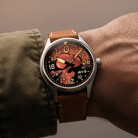 AVI-8 Spitfire AV-4150-02 Peanuts Snoopy Flying Ace 24 Hour Automatic Limited Edition Erkek Kol Saati