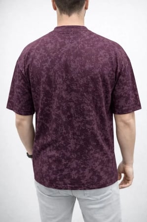 Yumuşak Dokulu Erkek Bordo Premium Tişört OSY Yıkamalı Oversize Tişört