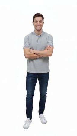 Erkek Gri Pike Kumaş Düğmeli Yaka Regular Fit Günlük Kısa Kol Tişört