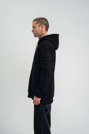 Kadın Salaş Stil Siyah Double Oversize Kapüşonlu Nakışlı Sweatshirt