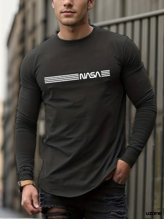 Viskon Erkek Modern Stil Uzun Kollu Bisiklet Yaka Sweat