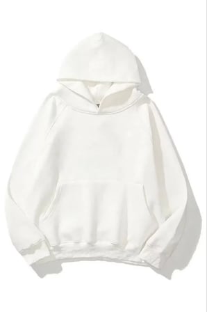Unisex Günlük Stil Beyaz Üç İplik Pamuklu Cepli Kapüşonlu Sweatshirt
