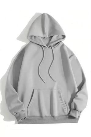 Unisex Günlük Stil Gri Melanj Üç İplik Pamuklu Kapüşonlu Sweatshirt