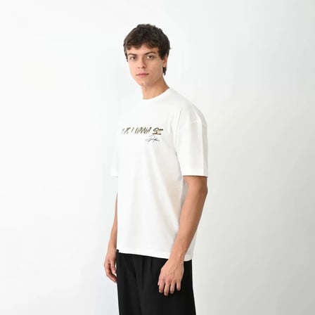 Grafik Baskılı Unisex Günlük Stil Beyaz Pastel Tonlu Oversize Tişört