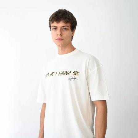 Grafik Baskılı Unisex Günlük Stil Beyaz Pastel Tonlu Oversize Tişört
