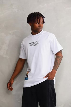Baskılı Unisex Günlük Stil Beyaz Pozitif Enerji Oversize Tişört