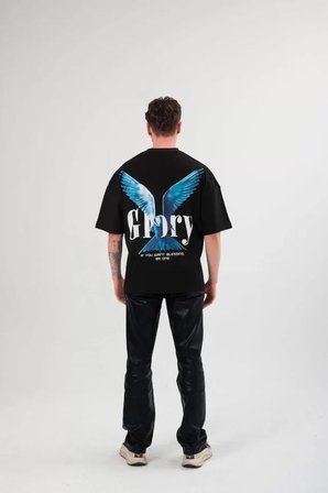 Grafik Baskılı Unisex Günlük Stil Siyah Loft Stil Oversize Tişört