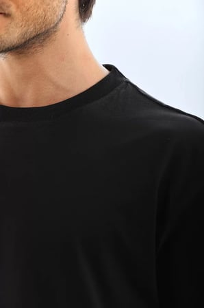 Grafik Baskılı Unisex Minimalist Siyah Oversize Bisiklet Yaka Tişört