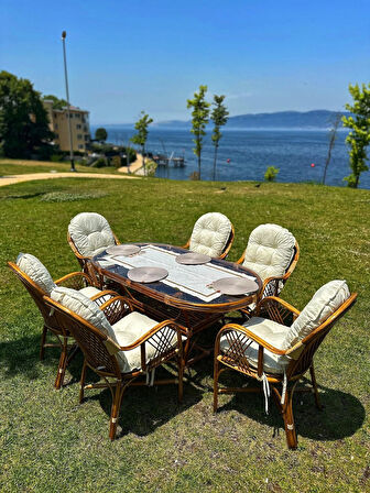 Romano 6 Kişilik Bambu Bahçe Takımı, Doğal Bambu Renk – Şık, Dayanıklı Ve Konforlu Tasarım