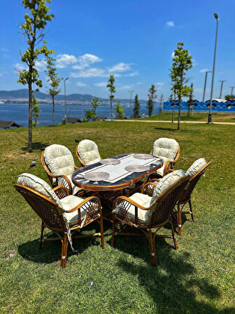Romano 6 Kişilik Bambu Bahçe Takımı, Doğal Bambu Renk – Şık, Dayanıklı Ve Konforlu Tasarım