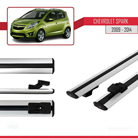 Chevrolet Spark (M300) 2009-2014 Arası ile Uyumlu BASIC Model Ara Atkı Tavan Barı Gri 2 Adet