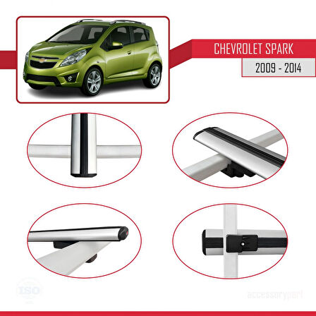 Chevrolet Spark (M300) 2009-2014 Arası ile Uyumlu BASIC Model Ara Atkı Tavan Barı Gri 2 Adet
