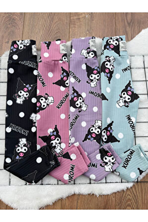Kuromi Baskılı Mevsimlik Çocuk Tayt 4'lü Set