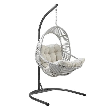 Capri Swing Nobel Tekli Rattan Bahçe Balkon Salıncağı Beyaz