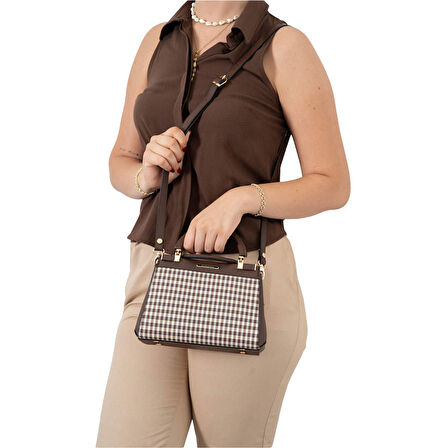 Silver Polo  Kadın Omuz Çantası 1193-47688 SILVER POLO Kadın ÇANTASI M191 KAHVE SARI-MAT KAHVE