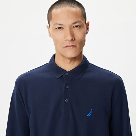 Nautica Erkek Lacivert Classic Fit Uzun Kollu Polo Yaka T-Shirt
