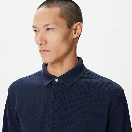 Nautica Erkek Lacivert Slim Fit Uzun Kollu Polo Yaka T-Shirt