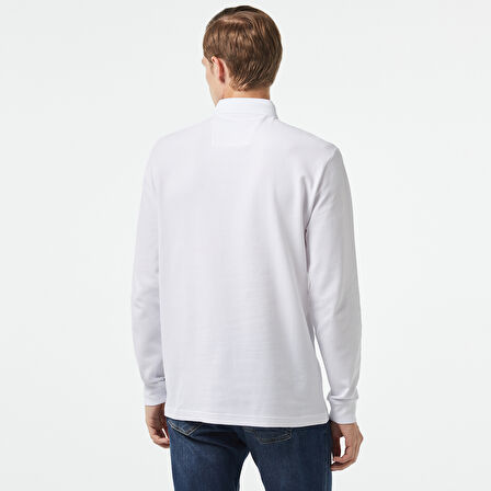 Nautica Erkek Beyaz Slim Fit Uzun Kollu Polo Yaka T-Shirt