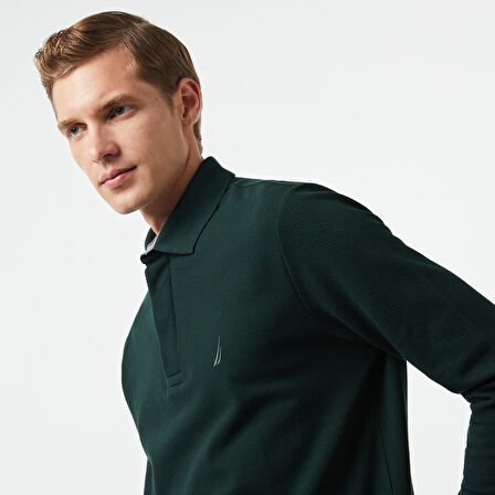 Nautica Erkek Yeşil Slim Fit Uzun Kollu Polo Yaka T-Shirt
