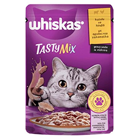 Whiskas Pouch TastyMix Sos İçinde Kuzulu ve Hindili Yetişkin Kedi Konservesi 85gr