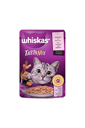 Pouch Tastymix Sos Içinde Somonlu Ve Havuçlu Yetişkin Kedi Konservesi 85 gr x 26 Adet
