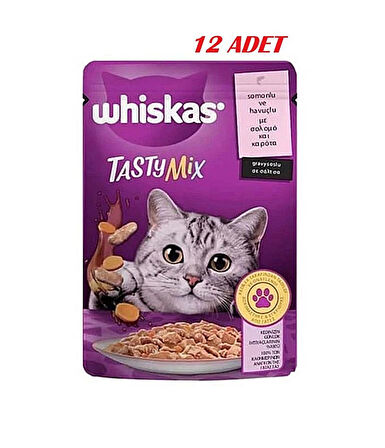 Whiskas Pouch Sos İçinde Somonlu ve Havuçlu Yetişkin Kedi Konservesi 85gr*12 ADET