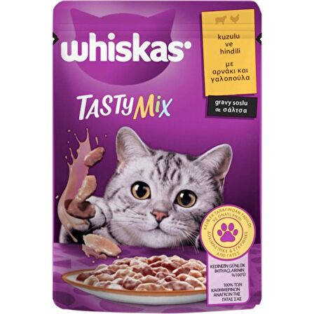 Whiskas Tasty Mix Kuzu Etli ve Hindili 85 gr 28'li Yetişkin Kedi Yaş Maması