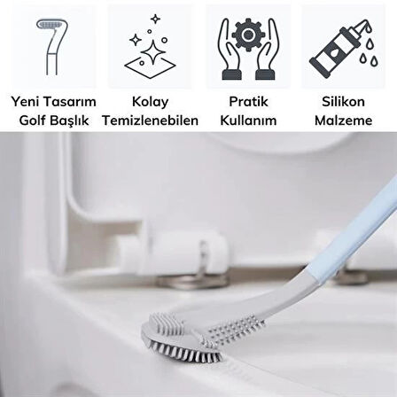 İpek Yıldızı® Golf Tasarımlı Silikon WC Klozet Mutfak Temizlik Fırçası Kanca Hediyeli