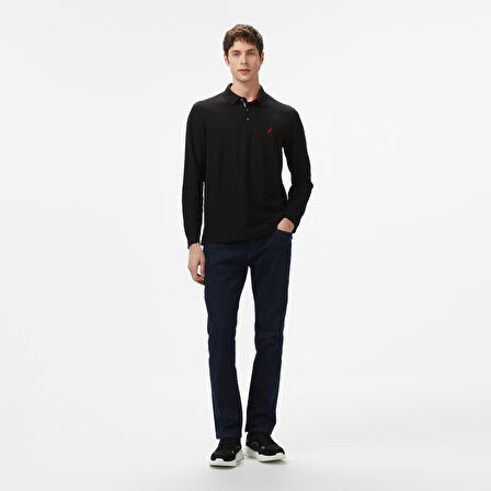 Nautica Erkek Siyah Classic Fit Uzun Kollu Polo Yaka T-Shirt