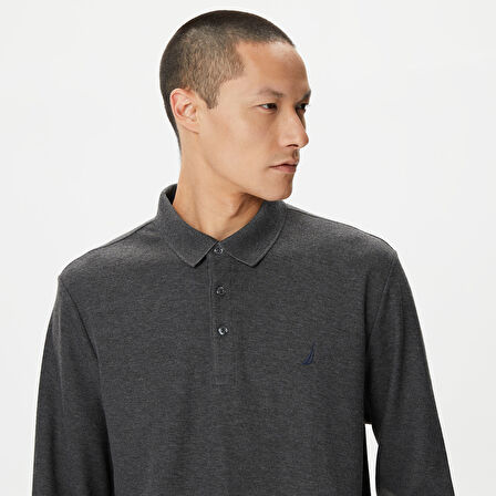 Nautica Erkek Gri Classic Fit Uzun Kollu Polo Yaka T-Shirt