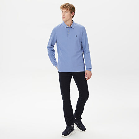 Nautica Erkek Mavi Classic Fit Uzun Kollu Polo Yaka T-Shirt