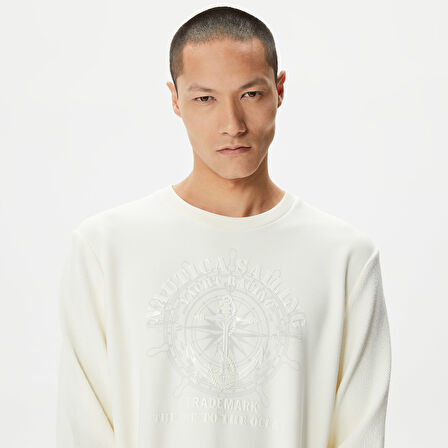 Nautica Erkek Beyaz Standart Fit Sweatshirt